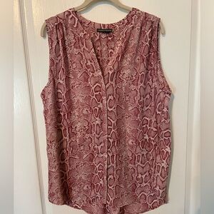 Chelsea & Theodore Red Snake Print Sleeveless Blouse